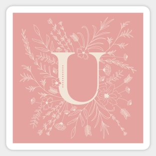 Botanical Letter U (Hibiscus Pink) Sticker